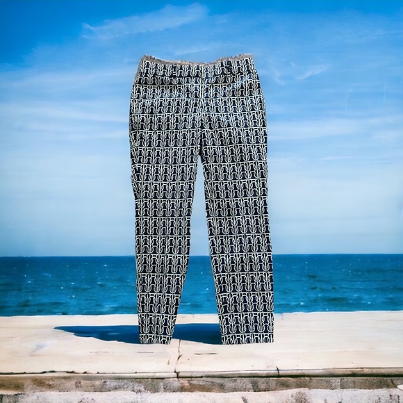 J CREW Womens Navy Rope Print Cotton Blend Flat Front Cafe Capri Pants. Size 00. - Picture 2 of 6